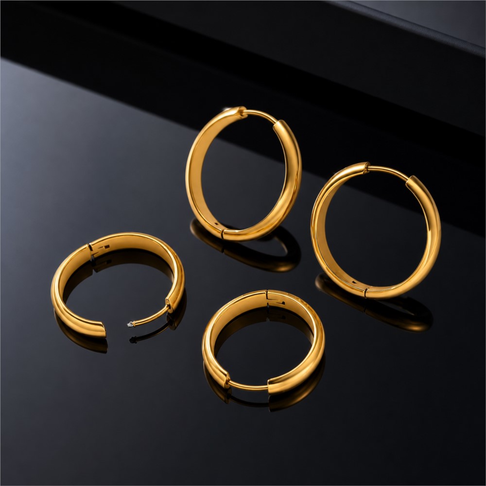 Jewelry Making Charms - 4Pcs Stainless Steel Round Hoop Earring