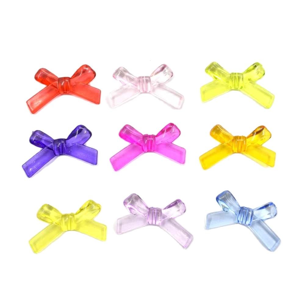 Jewelry Making Event - 10/50pcs Multicolor Acrylic Bow Bead Loose