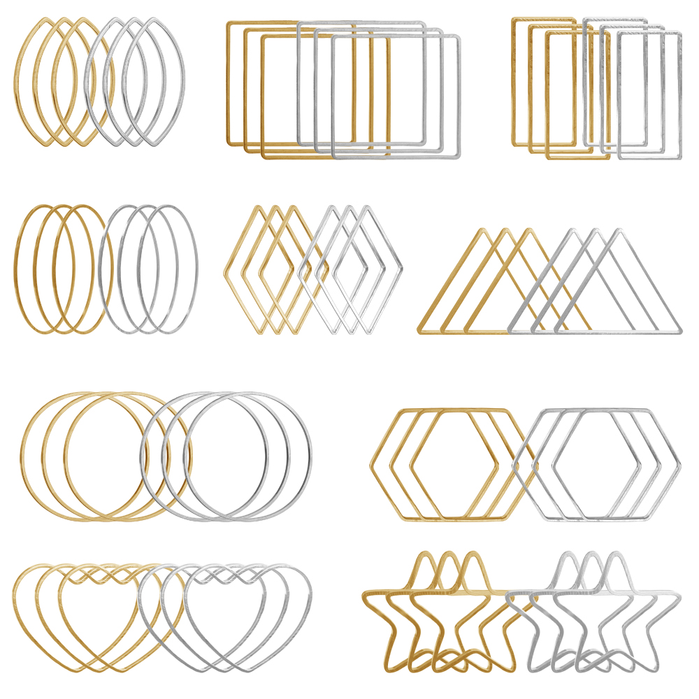 Jewelry Making Charms - 20Pcs Gold Silver Hollow Frame Bezel