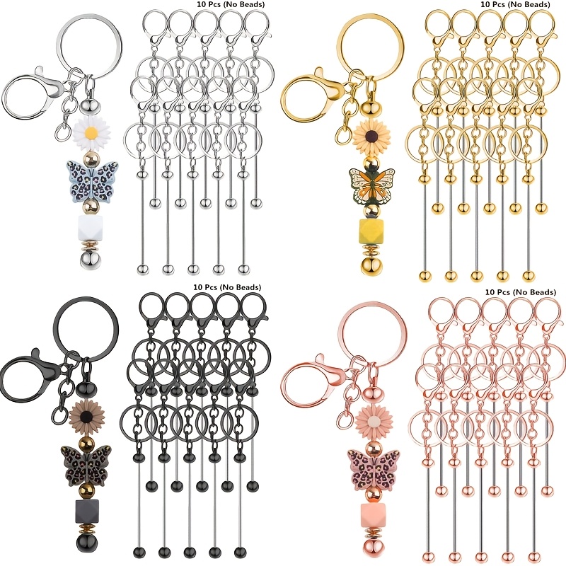 Jewelry Making Diy Kit - 10pcs DIY Unique Blank Beaded Keychain