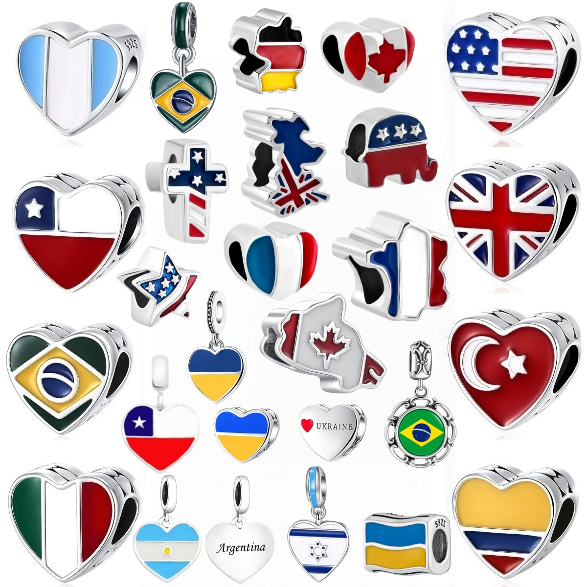 Jewelry Making Uk - New S925 Silver National Flag Heart