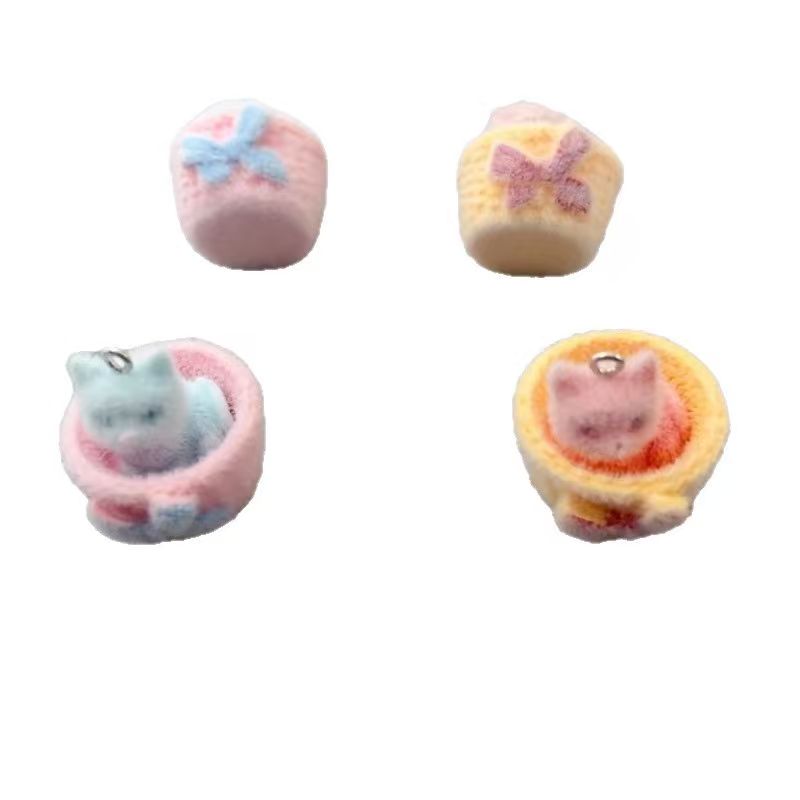 4pcs 3D plush resin cat pendan - Jewelry Making Factory 评论和价格