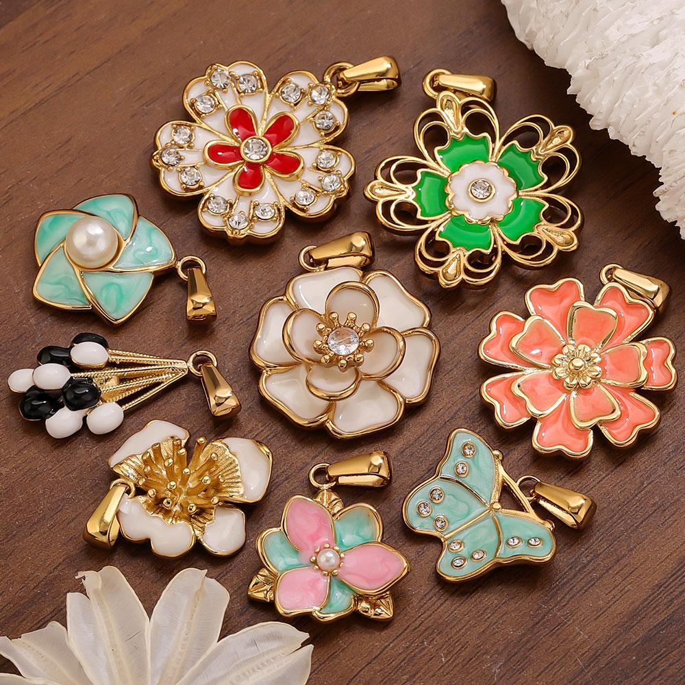 2PCS Stainless Steel Enamel La - Jewelry Making Materials Wholesale 评论和价格