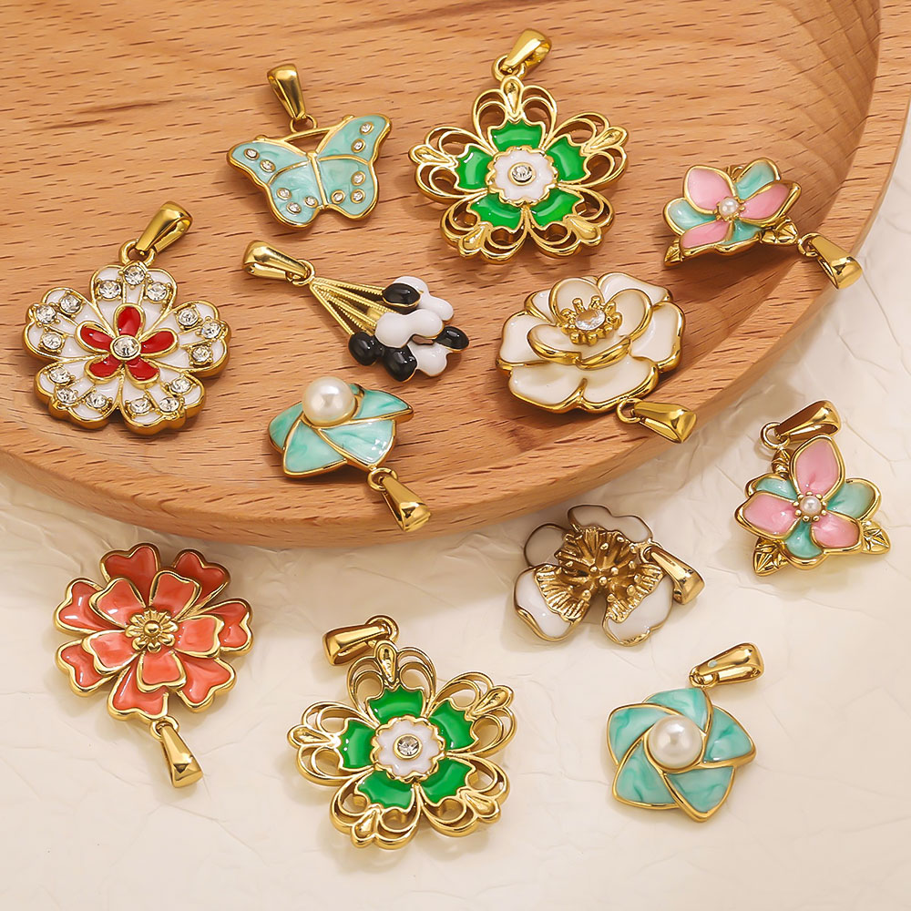 2PCS Stainless Steel Enamel La - Jewelry Making Materials Wholesale 评论和价格
