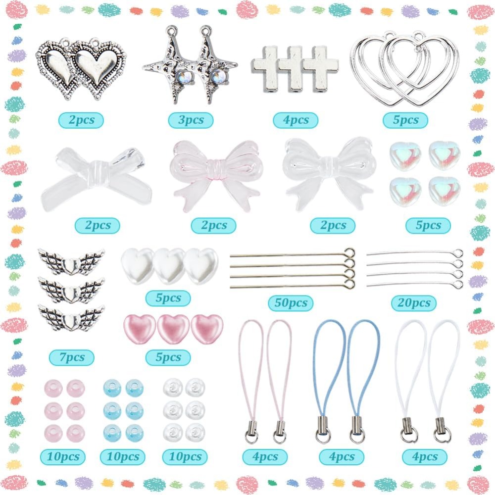 154Pcs DIY 8 Sets Phone Charm  - Jewelry Making Diy Kit 评论和价格