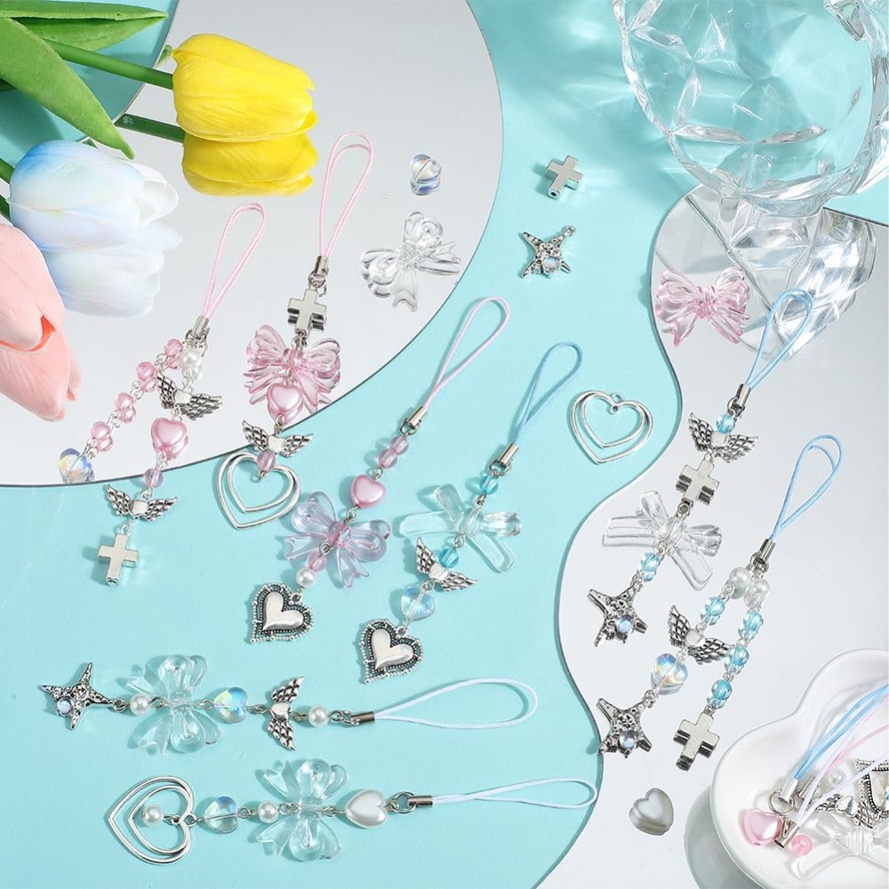 154Pcs DIY 8 Sets Phone Charm  - Jewelry Making Diy Kit 评论和价格