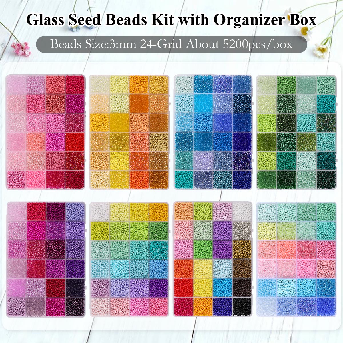 5200pcs 3mm Glass Seed Beads K - Jewelry Making Organizer Box 评论和价格