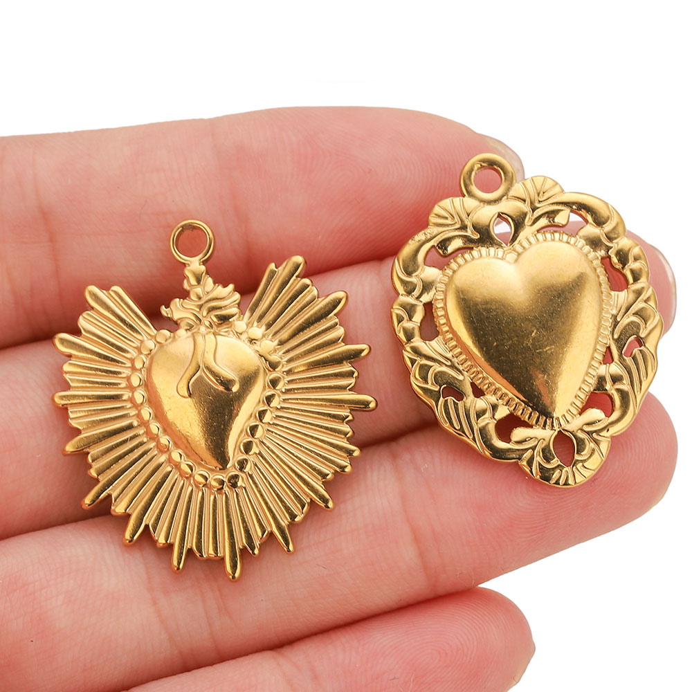 5pcs Stainless Steel Heart Sun - Jewelry Making Materials Wholesale 评论和价格