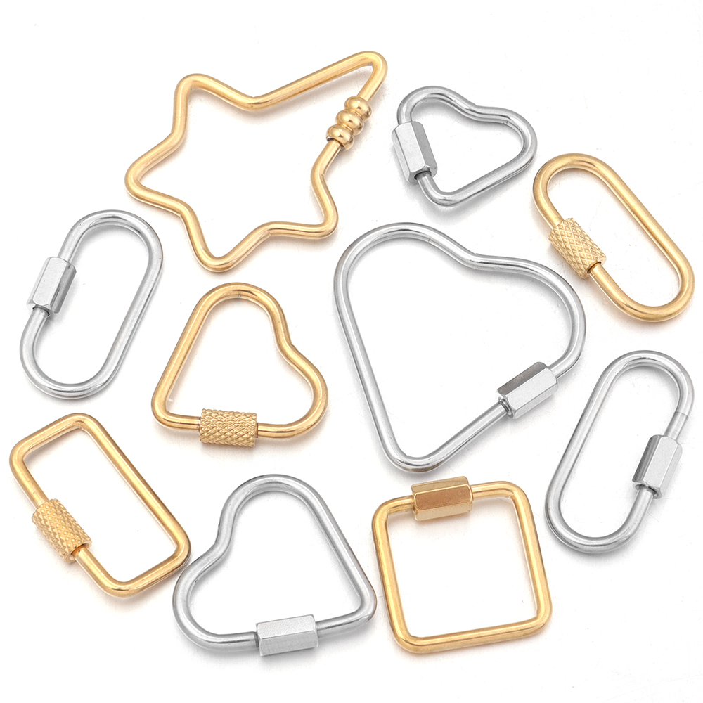 2pcs Gold Stainless Steel Hear - Jewelry Making Essentials 评论和价格