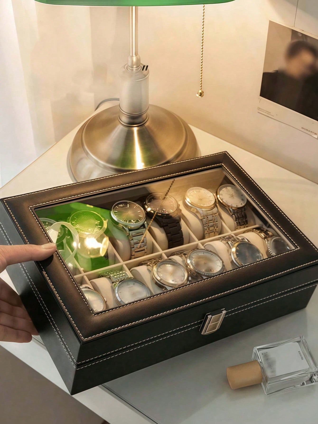Leather Watch Box with Lock, L - Jewelry Making Organizer Box 评论和价格