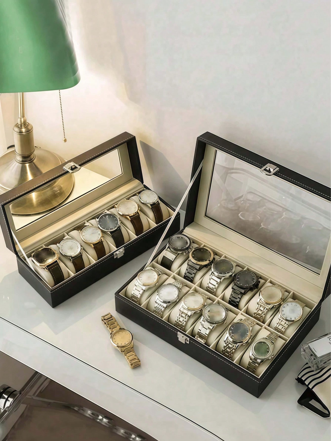 Leather Watch Box with Lock, L - Jewelry Making Organizer Box 评论和价格