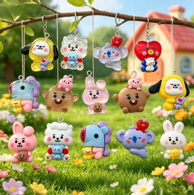 7pcs BT21 Resin Cartoon Charm  - Jewelry Making Charms 评论和价格