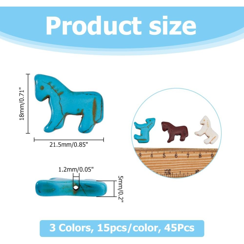 45pcs Synthetic Turquoise Bead - Jewelry Making Charms 评论和价格