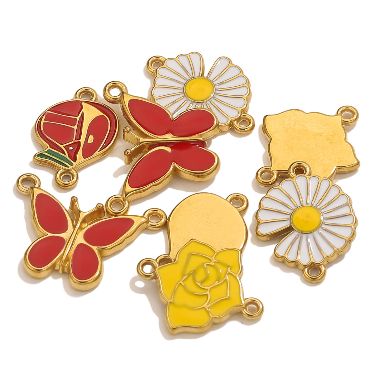 4pcs Stainless Steel Enamel Vi - Jewelry Making Materials Wholesale 评论和价格