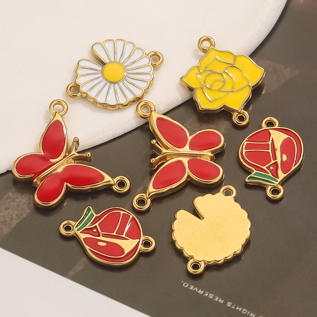 4pcs Stainless Steel Enamel Vi - Jewelry Making Materials Wholesale 评论和价格
