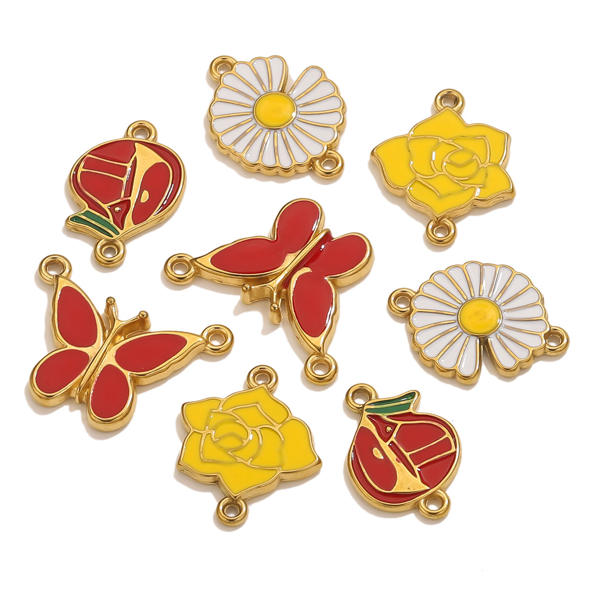 4pcs Stainless Steel Enamel Vi - Jewelry Making Materials Wholesale 评论和价格