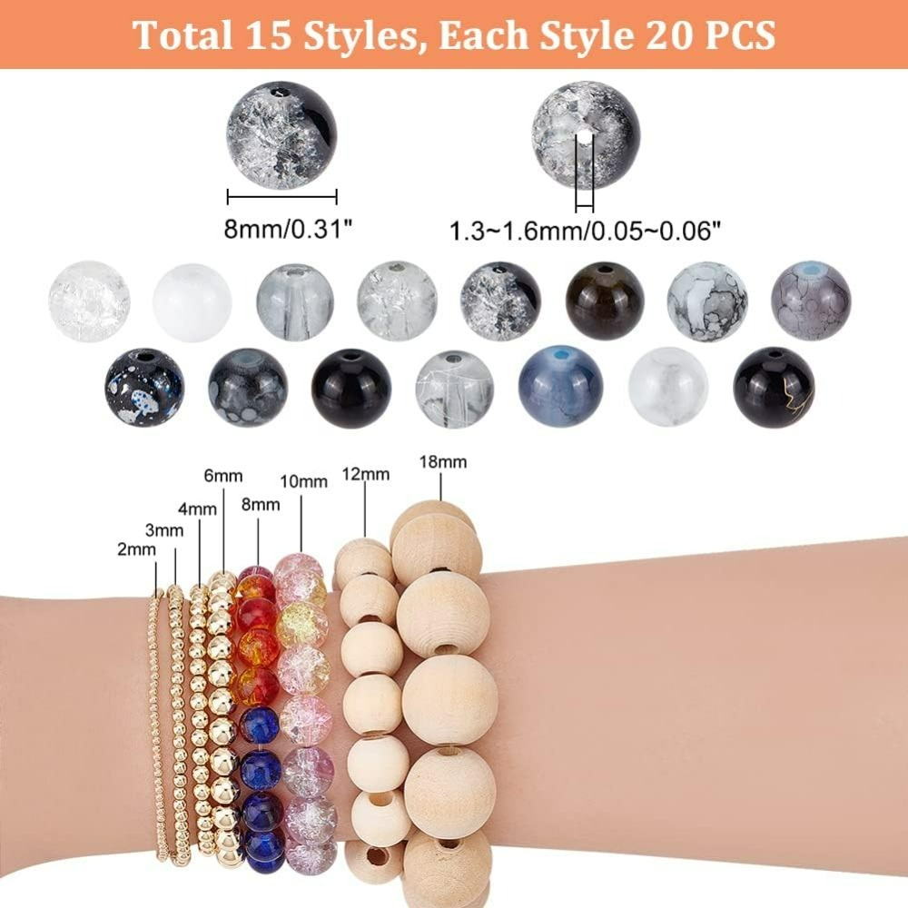 300pcs 8mm Black Glass Beads 1 - Jewelry Making Diy Kit 评论和价格
