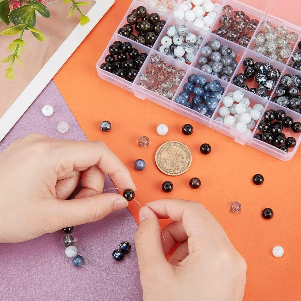 300pcs 8mm Black Glass Beads 1 - Jewelry Making Diy Kit 评论和价格