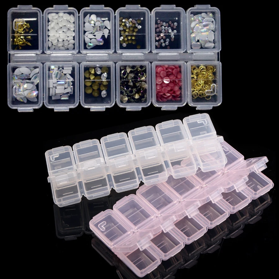 12 Compartments Plastic Rhines - Jewelry Making Organizer Box 评论和价格
