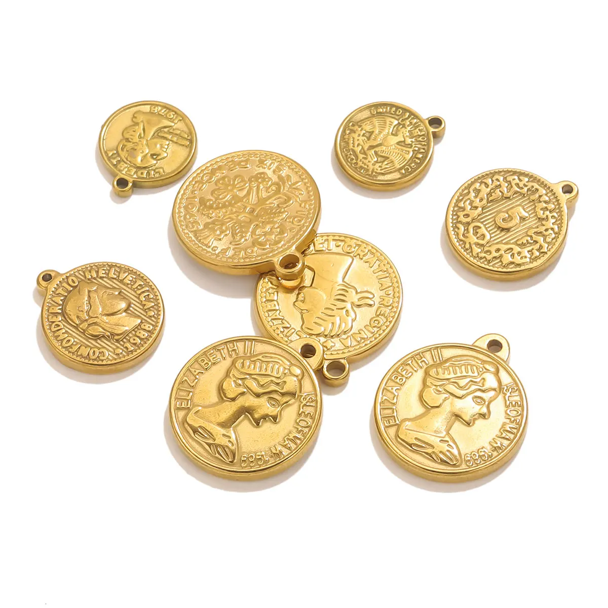 5PCS Stainless Steel Medal Coi - Jewelry Making Materials Wholesale 评论和价格