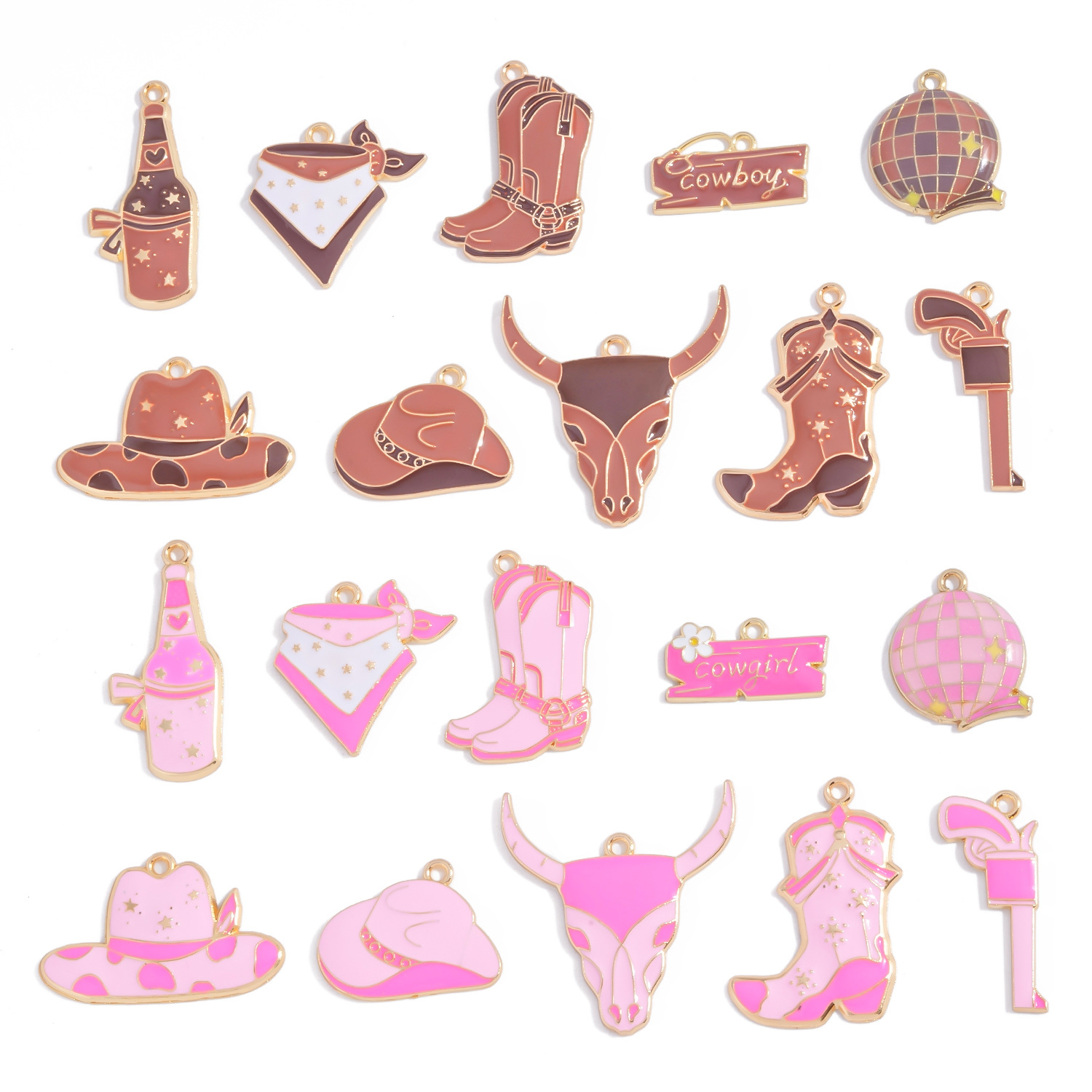 Cowboy Cowgirl Enamel Charms A - Jewelry Making Event 评论和价格