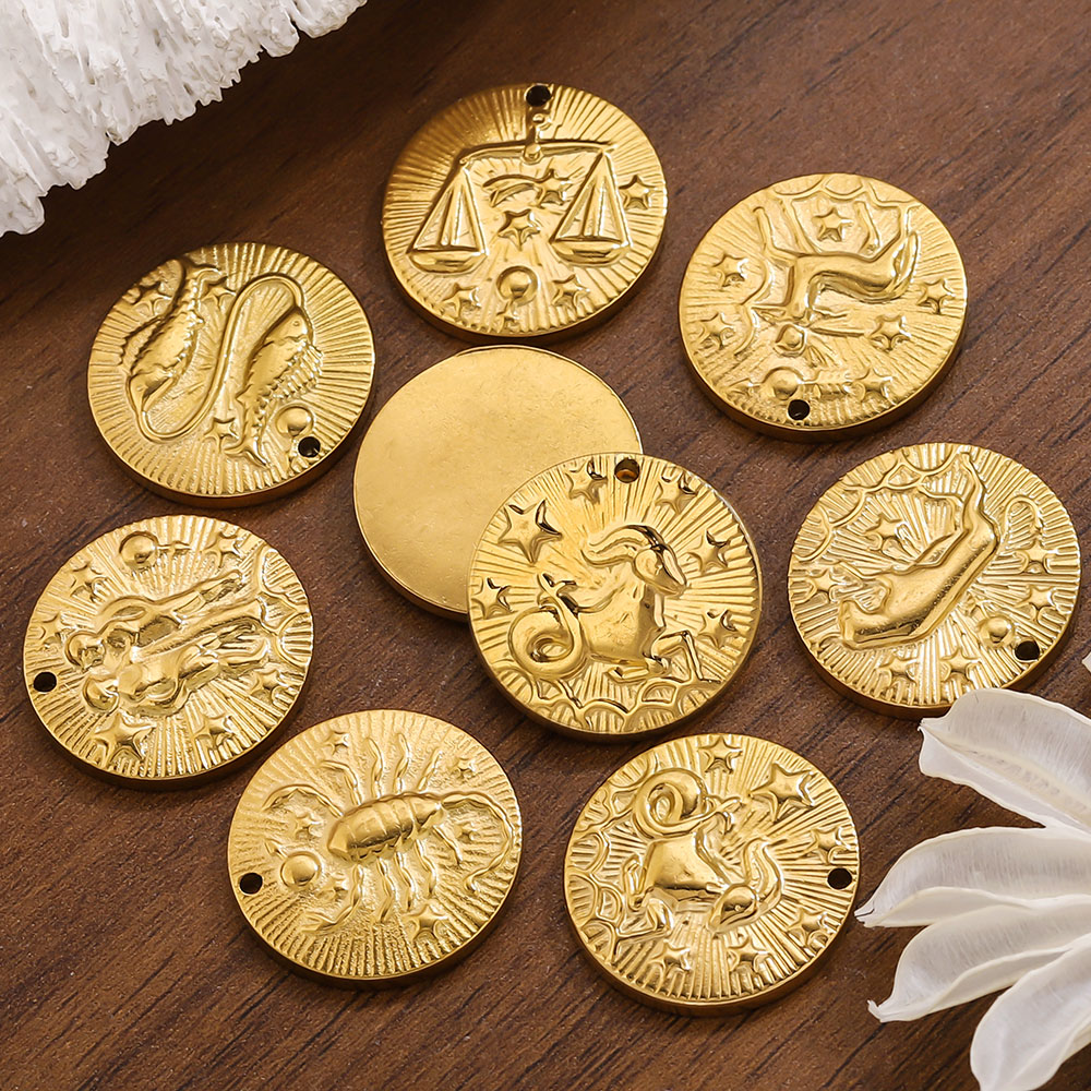 5pcs Stainless Steel 12 Zodiac - Jewelry Making Materials Wholesale 评论和价格