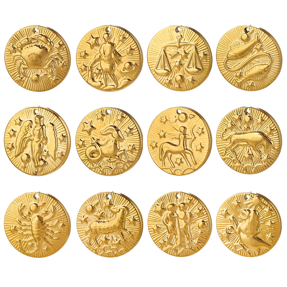 5pcs Stainless Steel 12 Zodiac - Jewelry Making Materials Wholesale 评论和价格