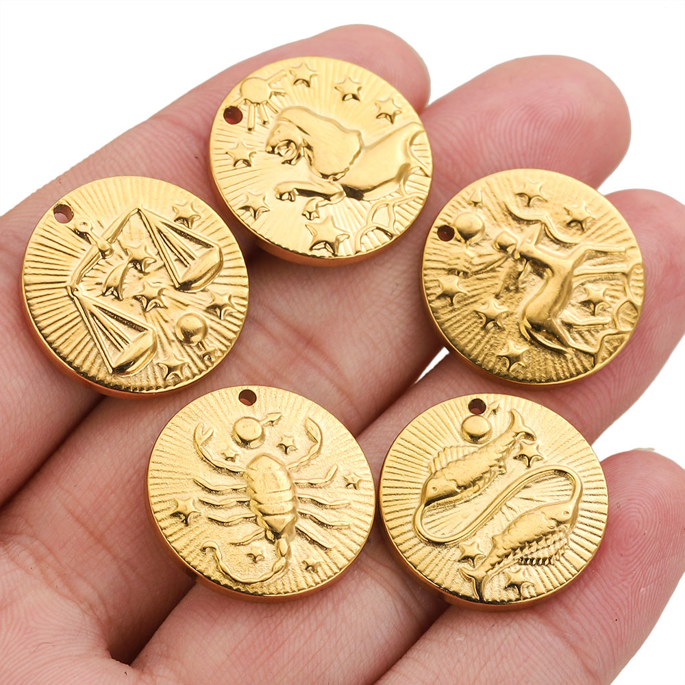 5pcs Stainless Steel 12 Zodiac - Jewelry Making Materials Wholesale 评论和价格