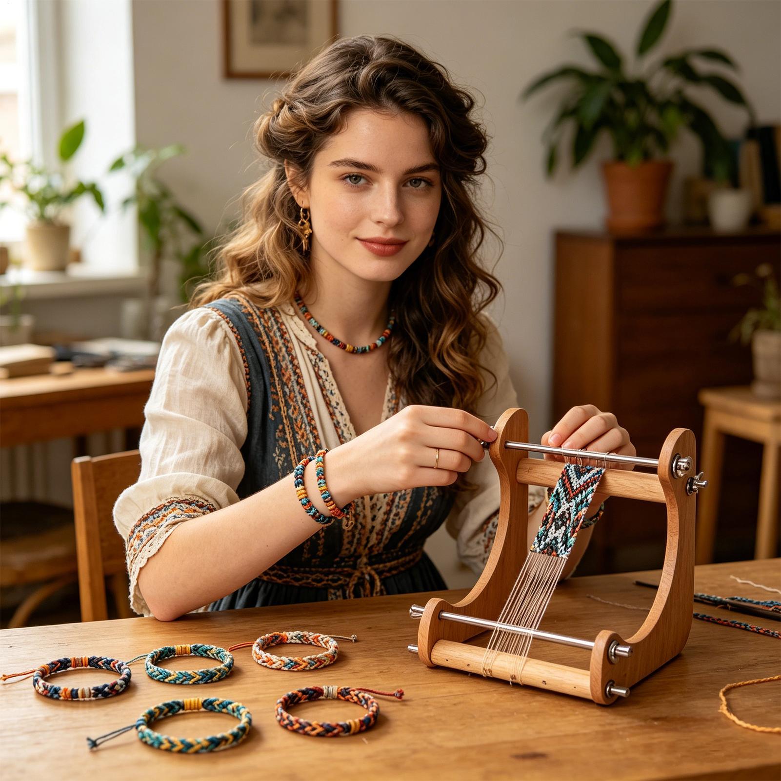 1pc Wood Beading Loom Adjustab - Jewelry Making Workshop 评论和价格